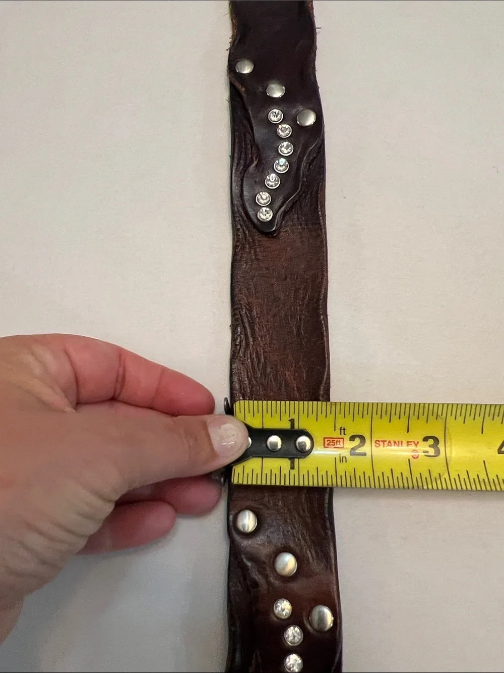 VINTAGE BROWN LEATHER RHINESTONE & LEATHER WESTERN BELT